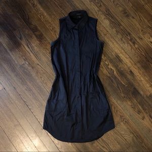 Theory black hidden button down dress with collar